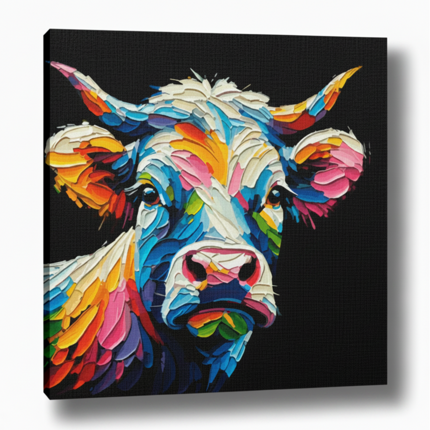 Cow Portrait, multi-coloured abstract Canvas Wall Art