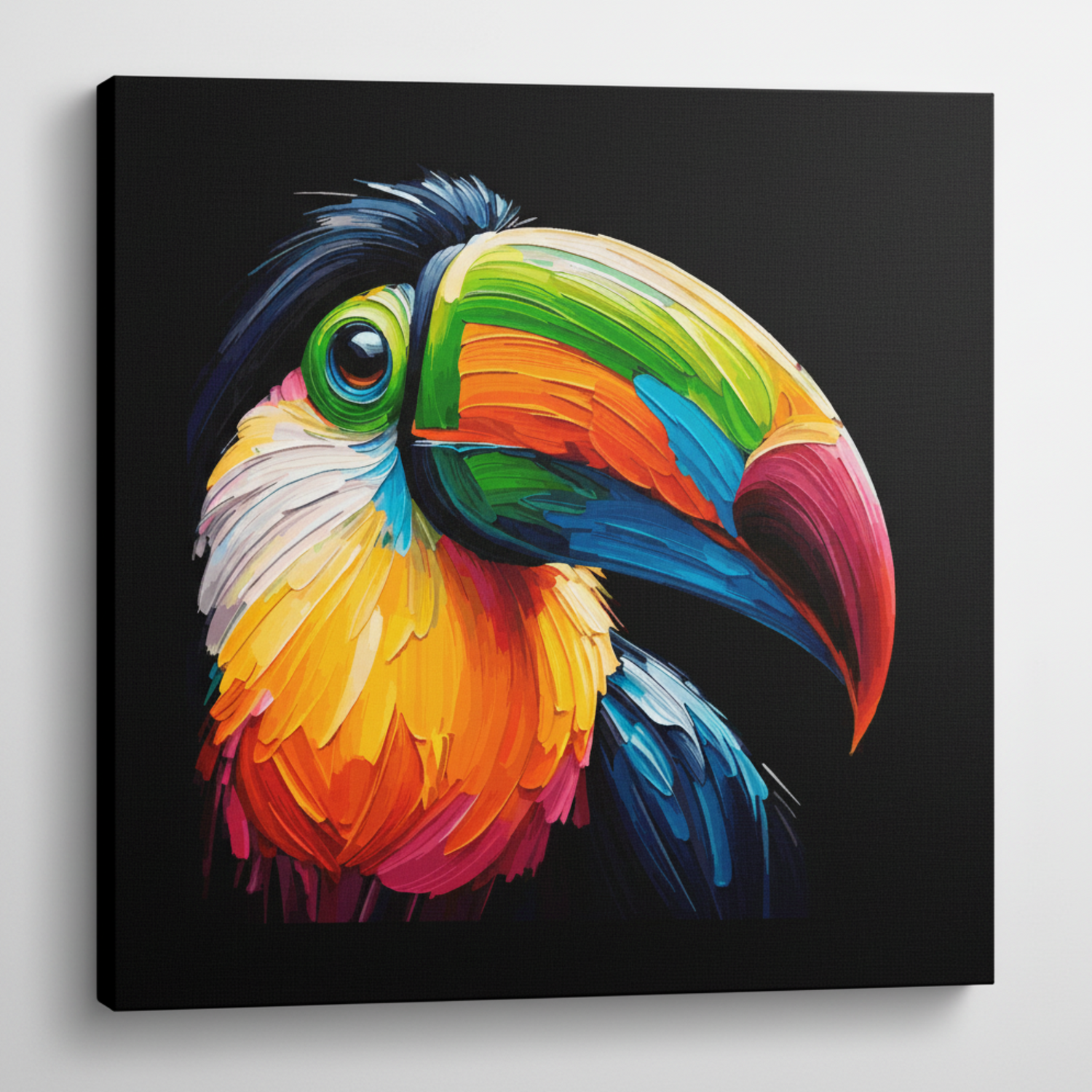 Colourful Toucan portrait on a large canvas print - UK Made