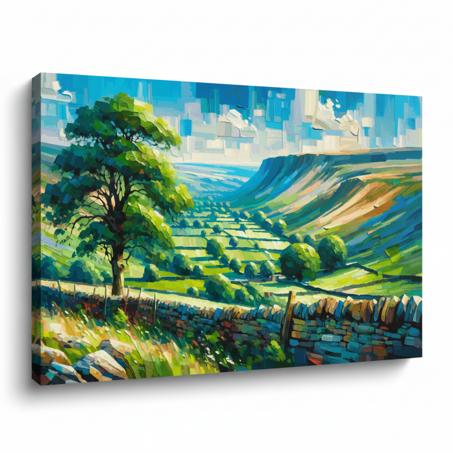 Colourful Yorkshire Dales landscape canvas print - UK made abstract national park wall art
