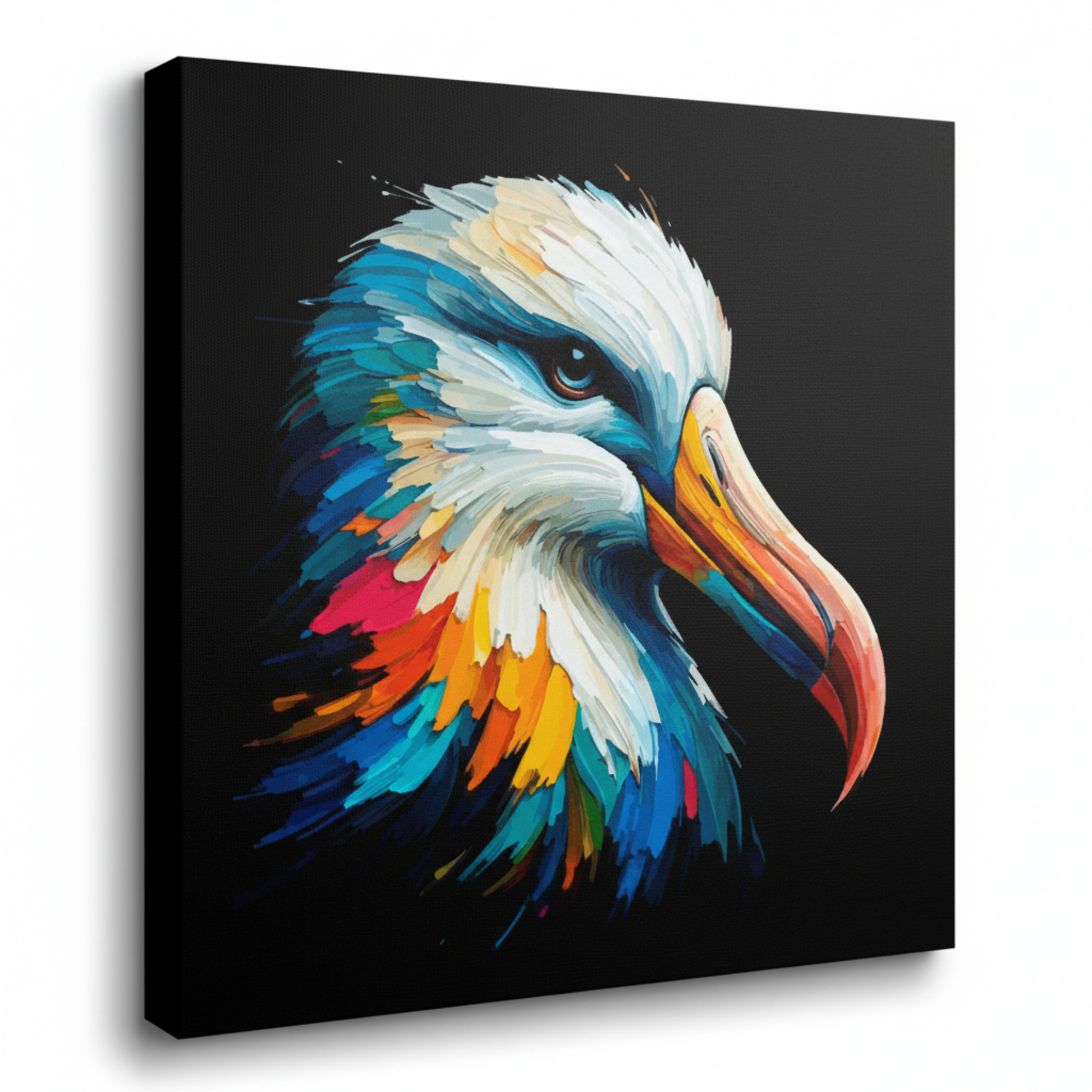 Colourful Albatross bird portrait canvas print - UK made abstract wildlife wall art 