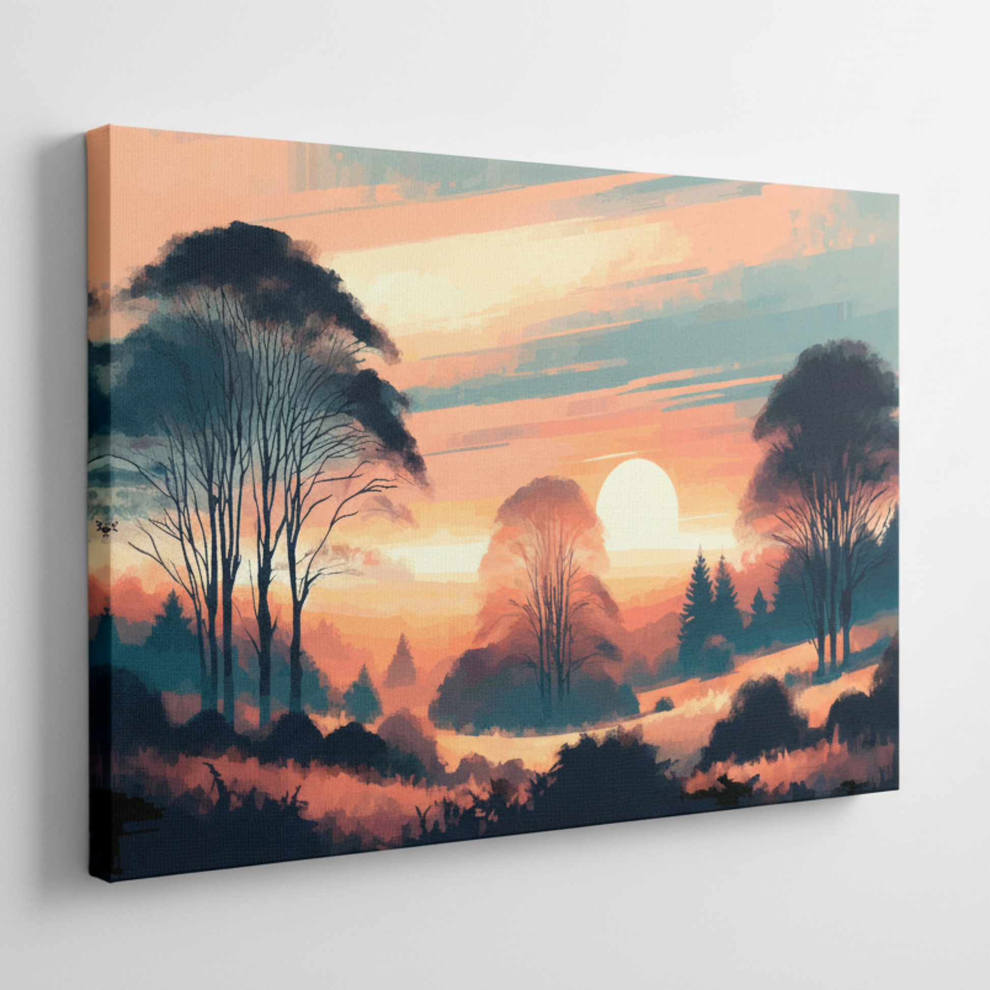 Surreal autumn sunset landscape canvas print - UK made abstract scenic wall art
