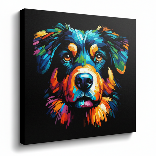 Colourful Beauceron dog portrait canvas - UK made vibrant pet wall art