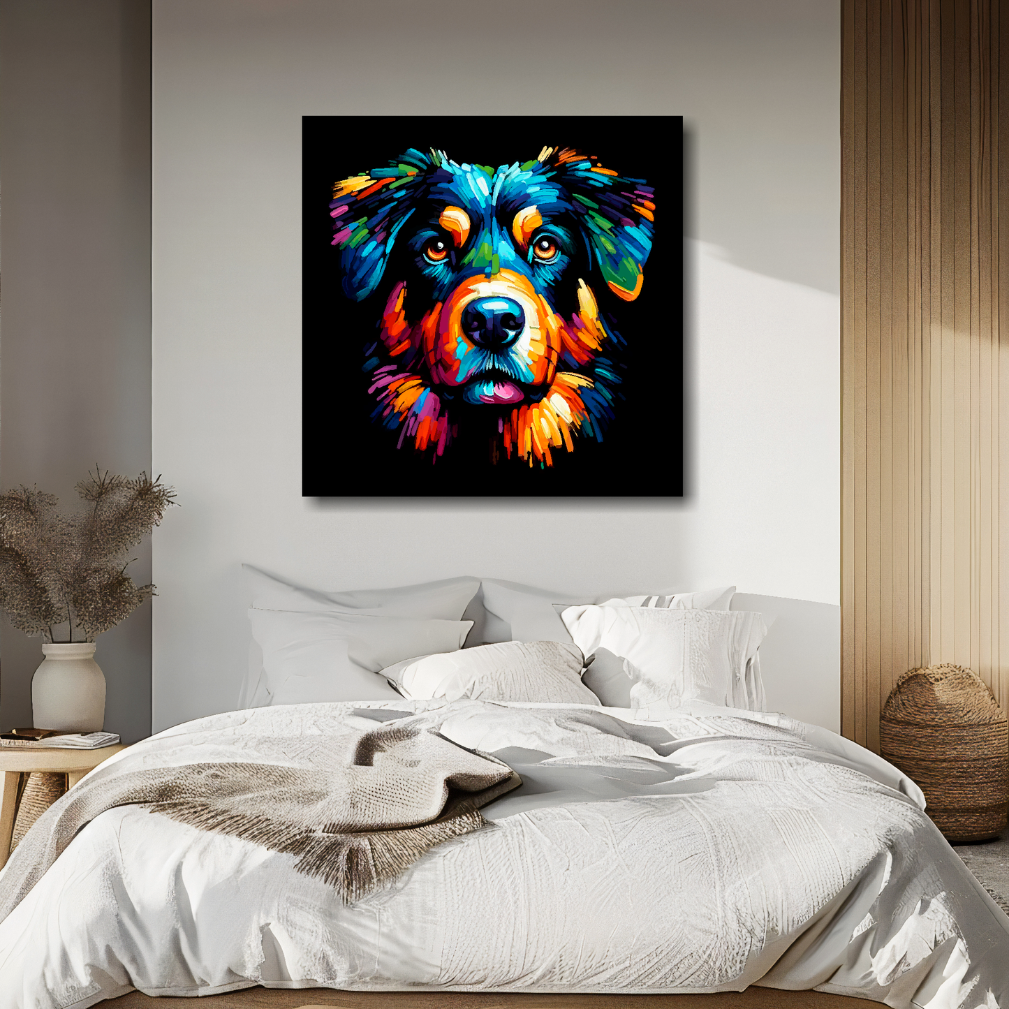 Beauceron dog canvas - vibrant abstract pet portrait UK made