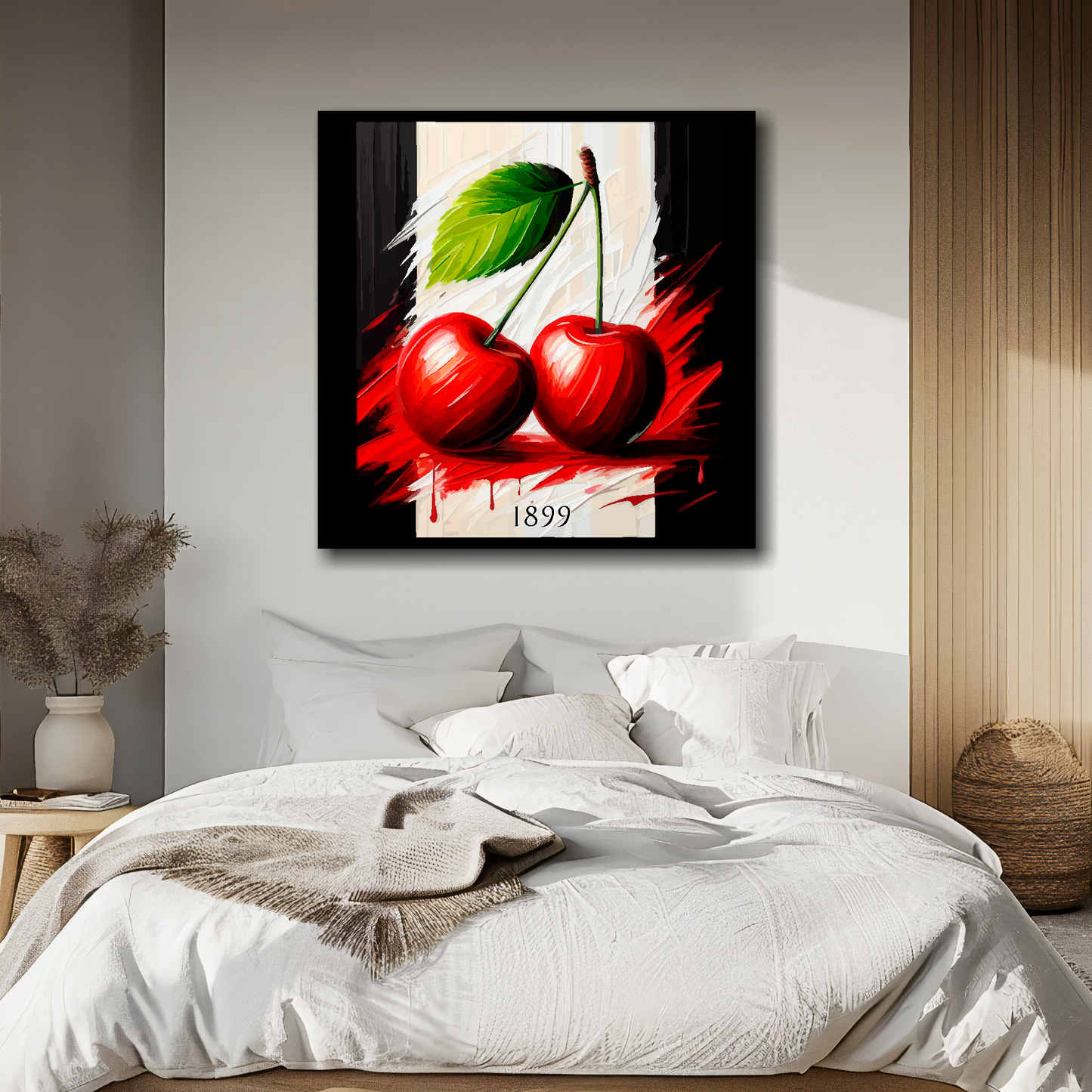 Bournemouth inspired canvas above bed - colourful UK football wall decor for bedrooms