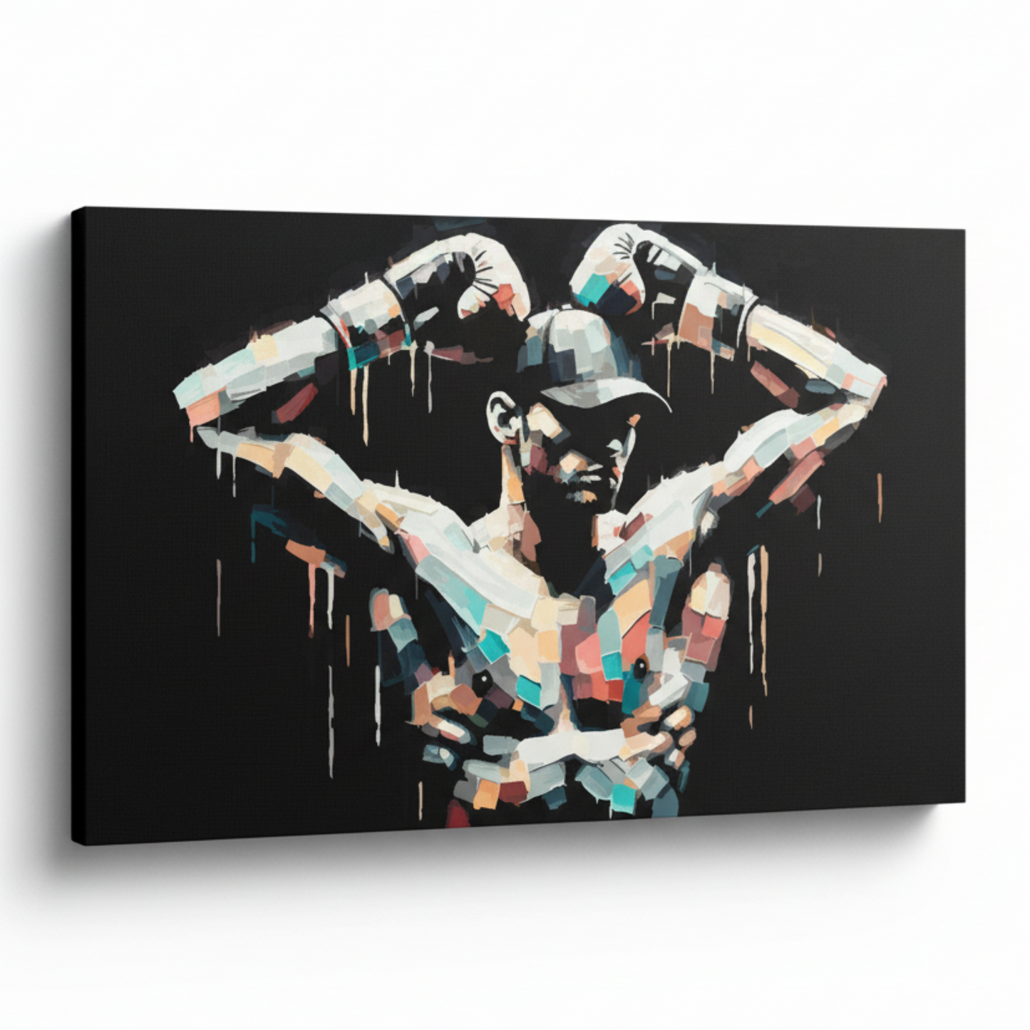Colourful after the battle sports canvas print - UK made abstract athletic wall art black background