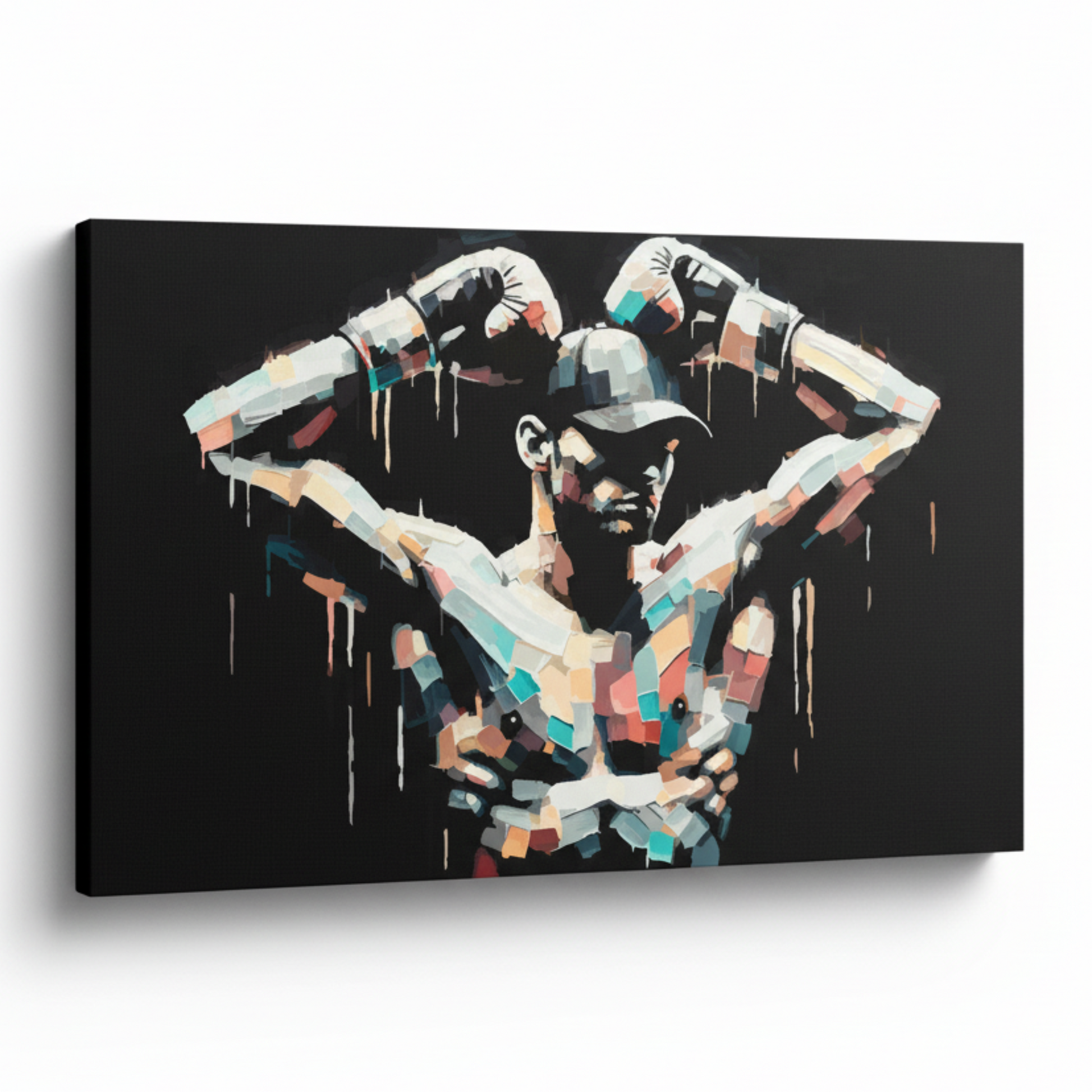 Colourful after the battle sports canvas print - UK made abstract athletic wall art black background