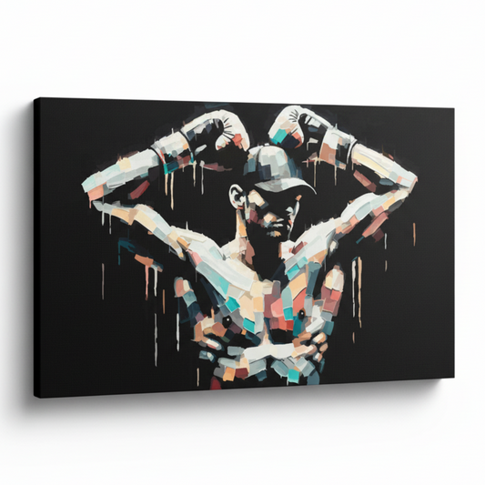Colourful after the battle sports canvas print - UK made abstract athletic wall art black background