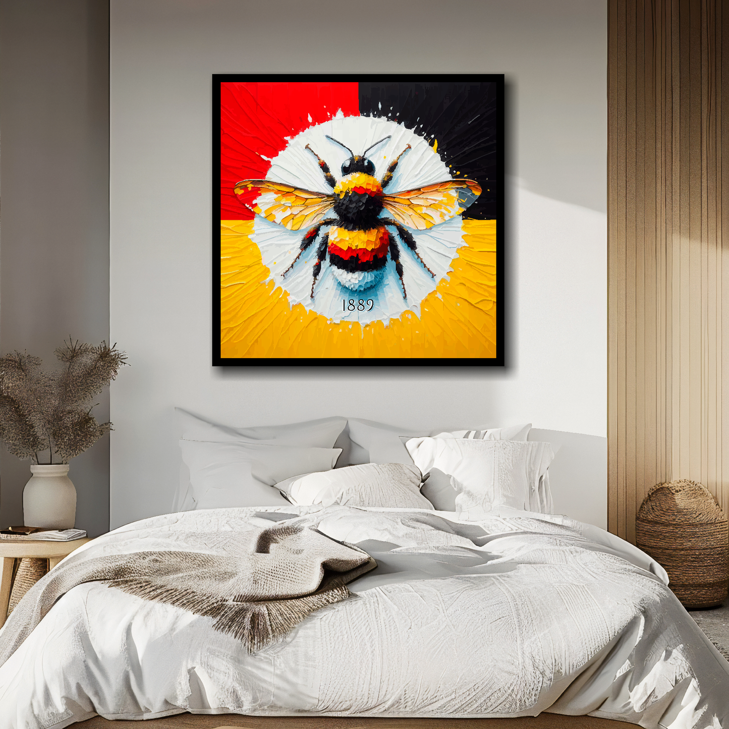 Brentford inspired canvas above bed - colourful UK football wall decor for bedrooms