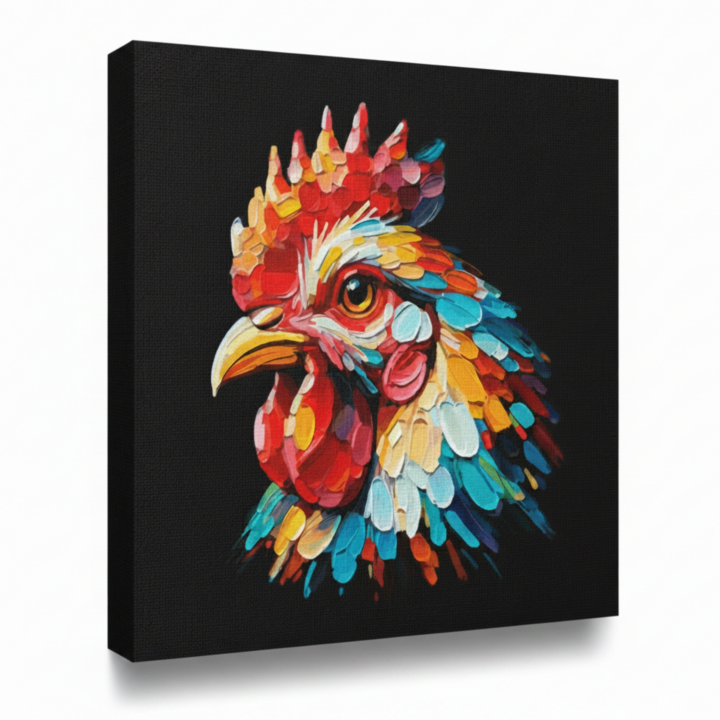 Colourful Chicken portrait canvas print - UK made pet wall art 