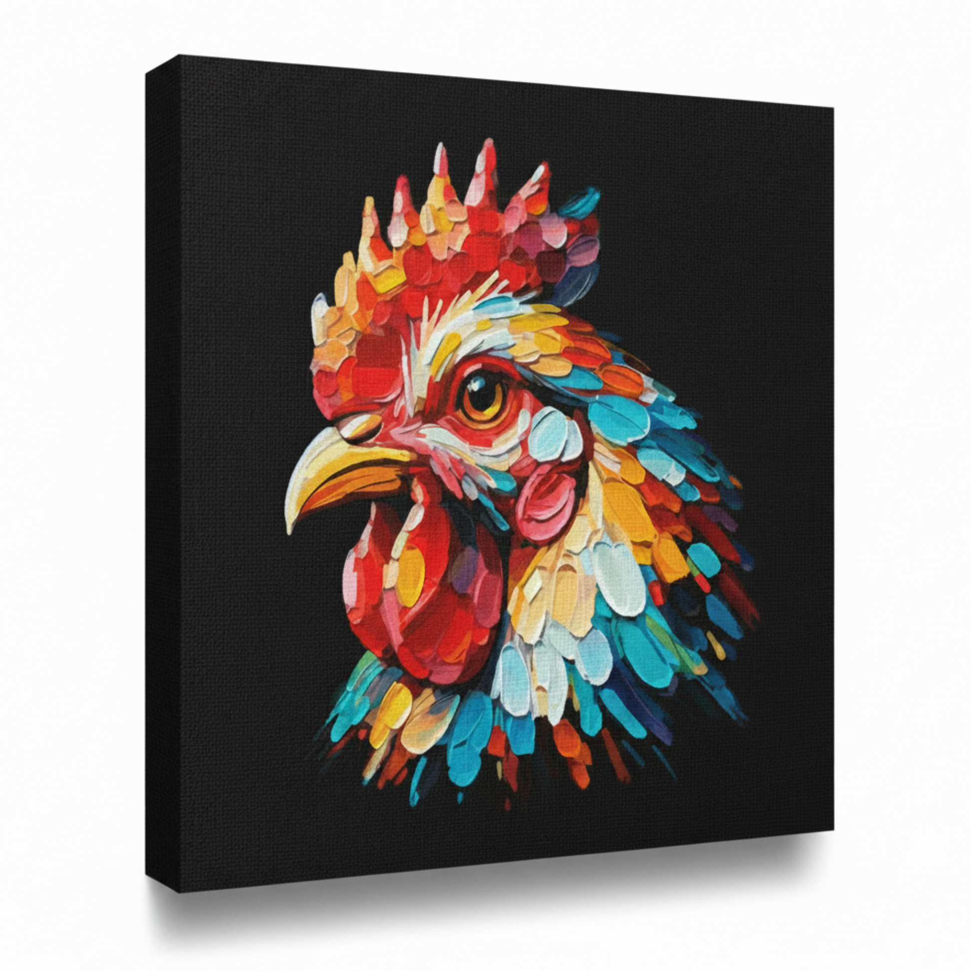 Colourful Chicken portrait canvas print - UK made pet wall art 