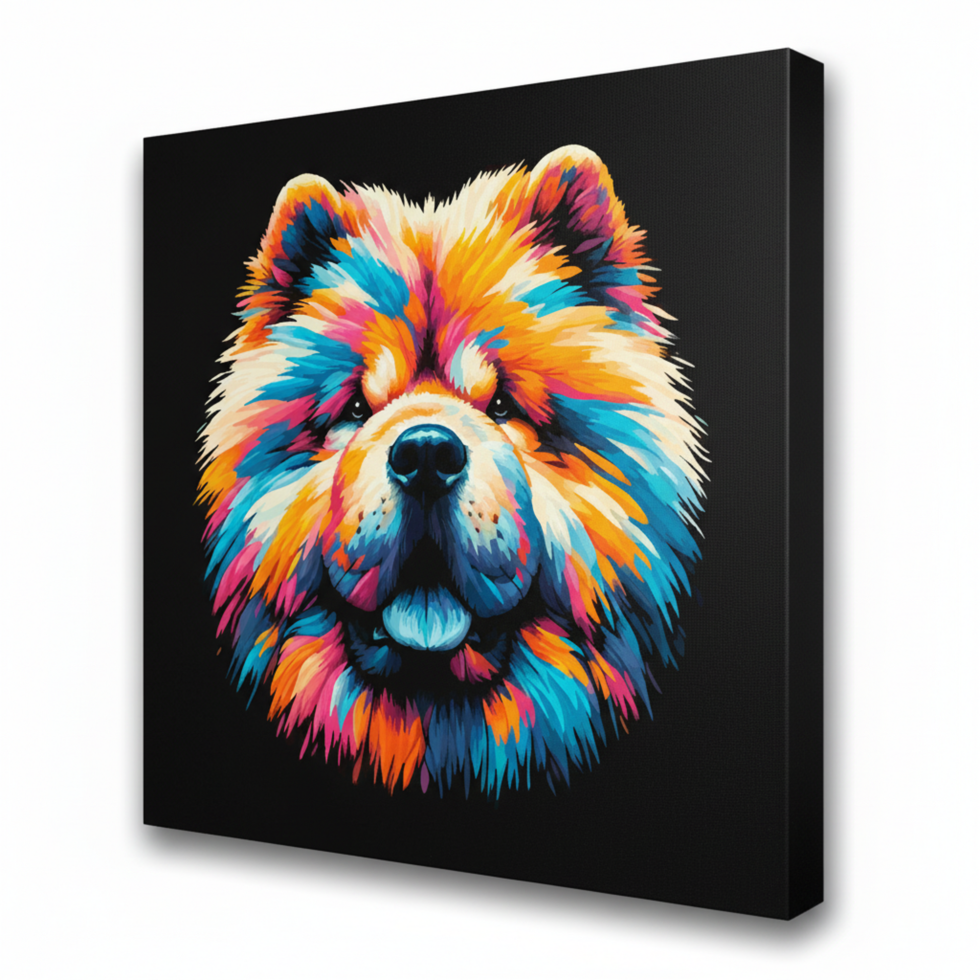 Colourful Chow Chow dog portrait canvas - UK made vibrant pet wall art