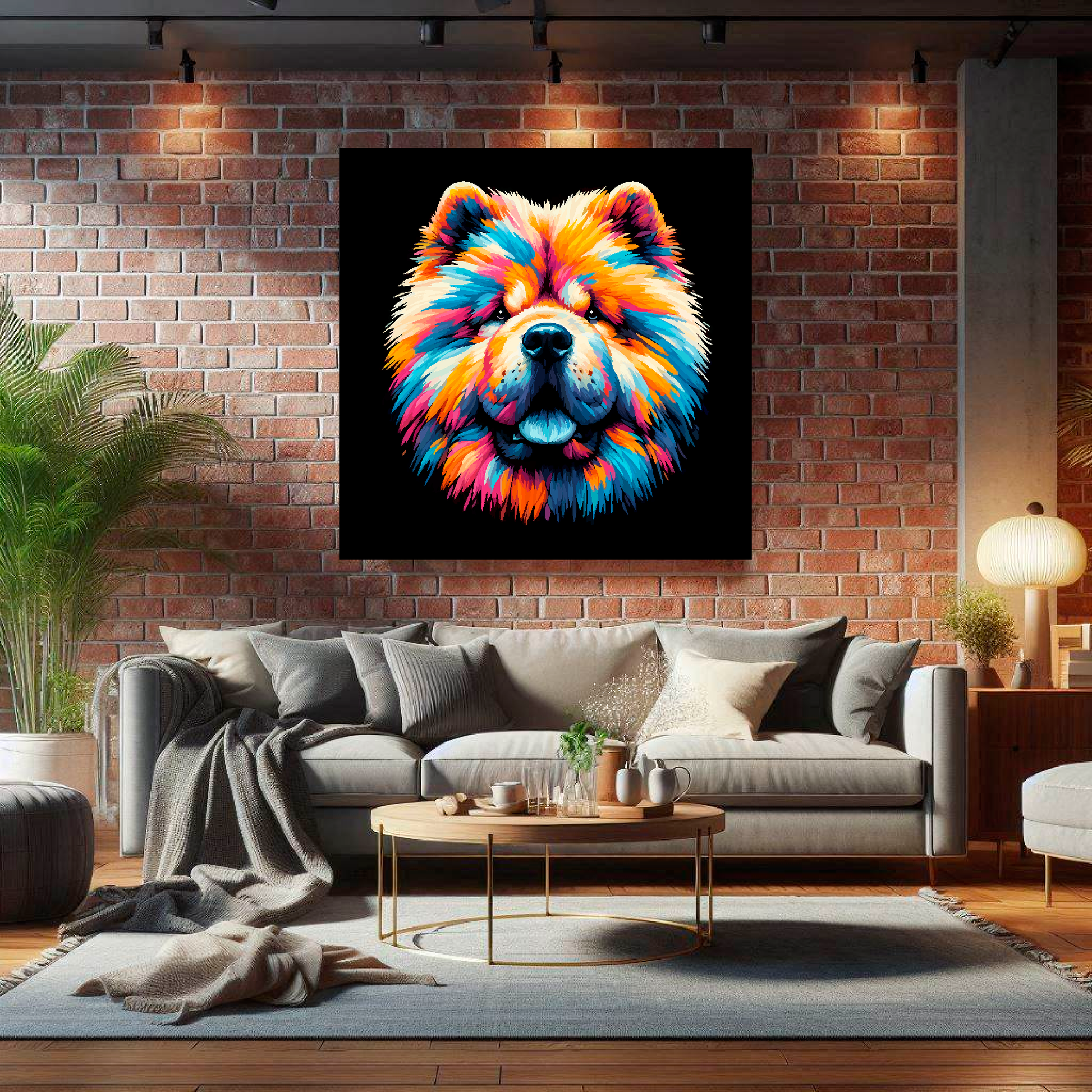 Chow Chow canvas print - multi-coloured dog portrait wall art UK
