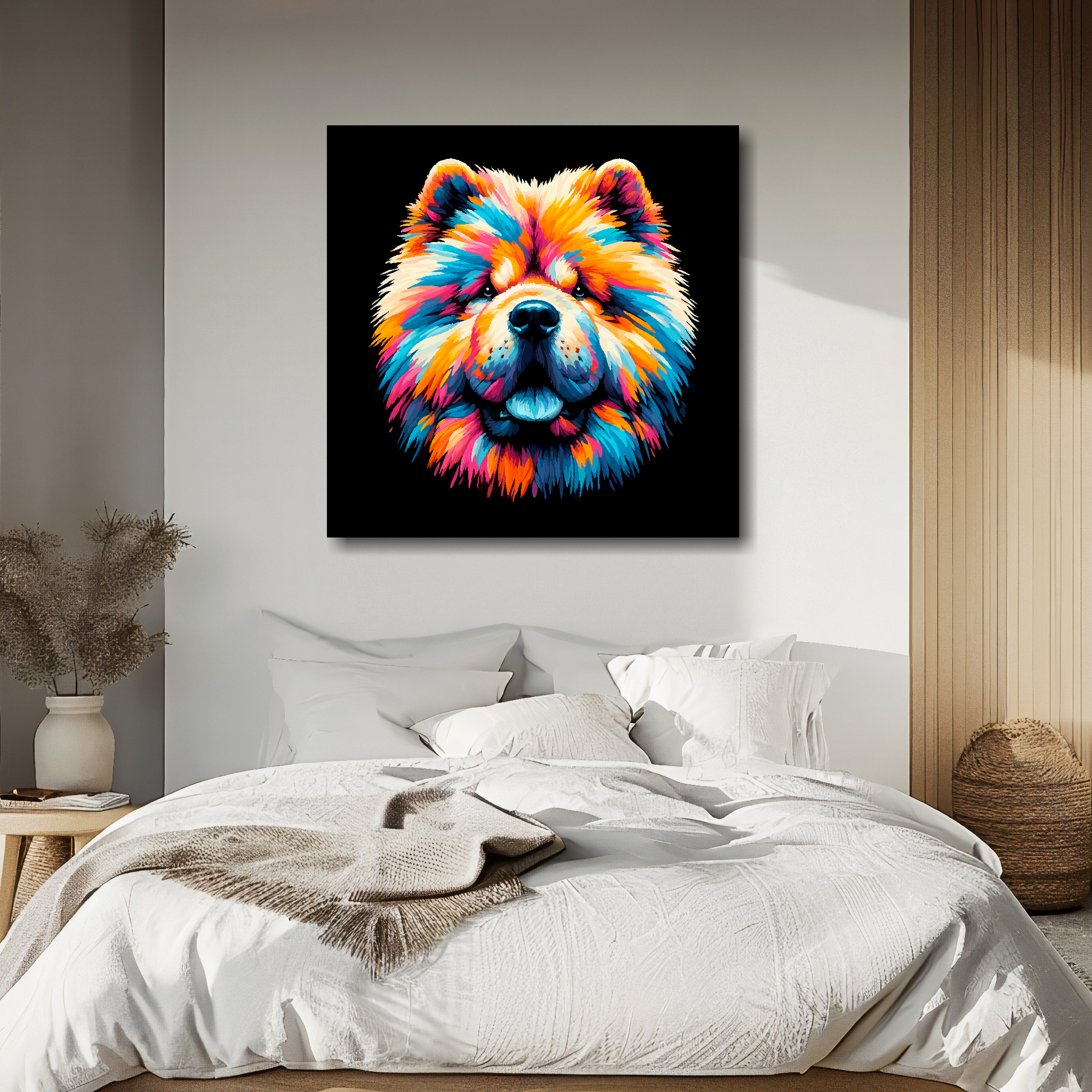 Chow Chow dog canvas - vibrant abstract pet portrait UK made