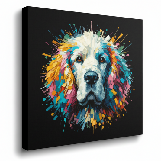 Colourful Clumber Spaniel dog portrait canvas - UK made vibrant pet wall art