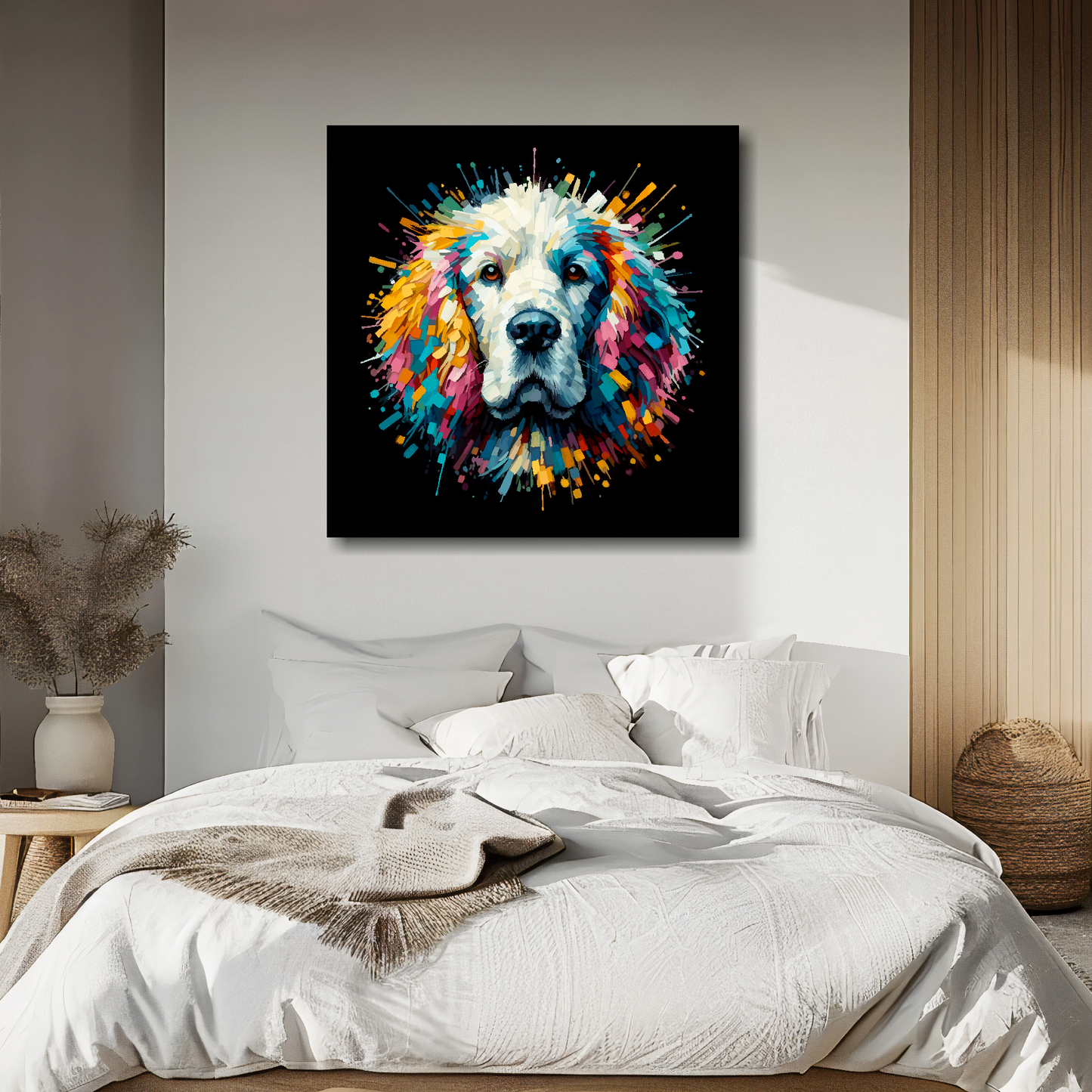 Clumber Spaniel dog canvas - vibrant abstract pet portrait UK made