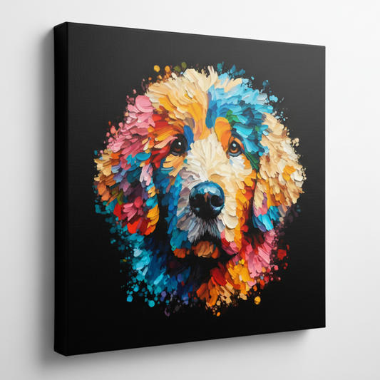 Colourful Curly Coated Retriever dog portrait canvas - UK made vibrant pet wall art