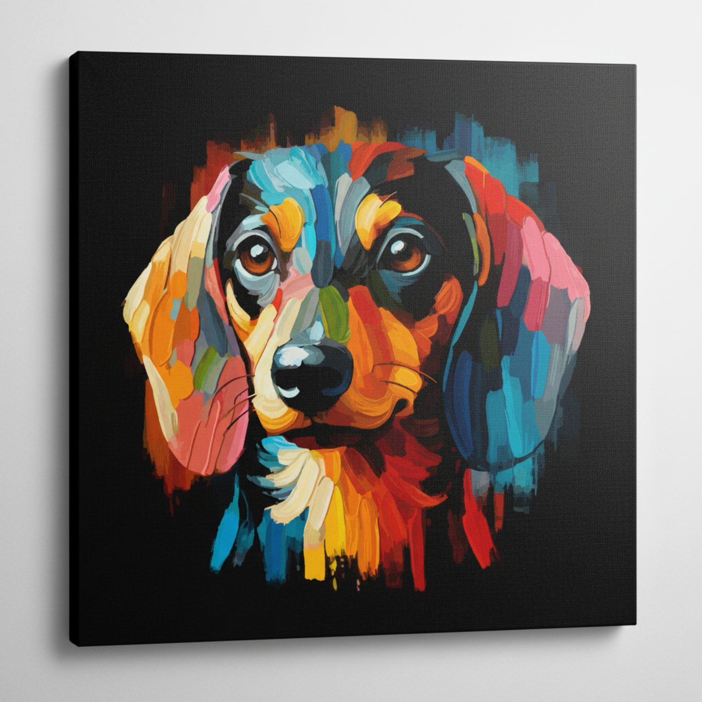 Colourful Dachshund dog portrait canvas - UK made vibrant pet wall art