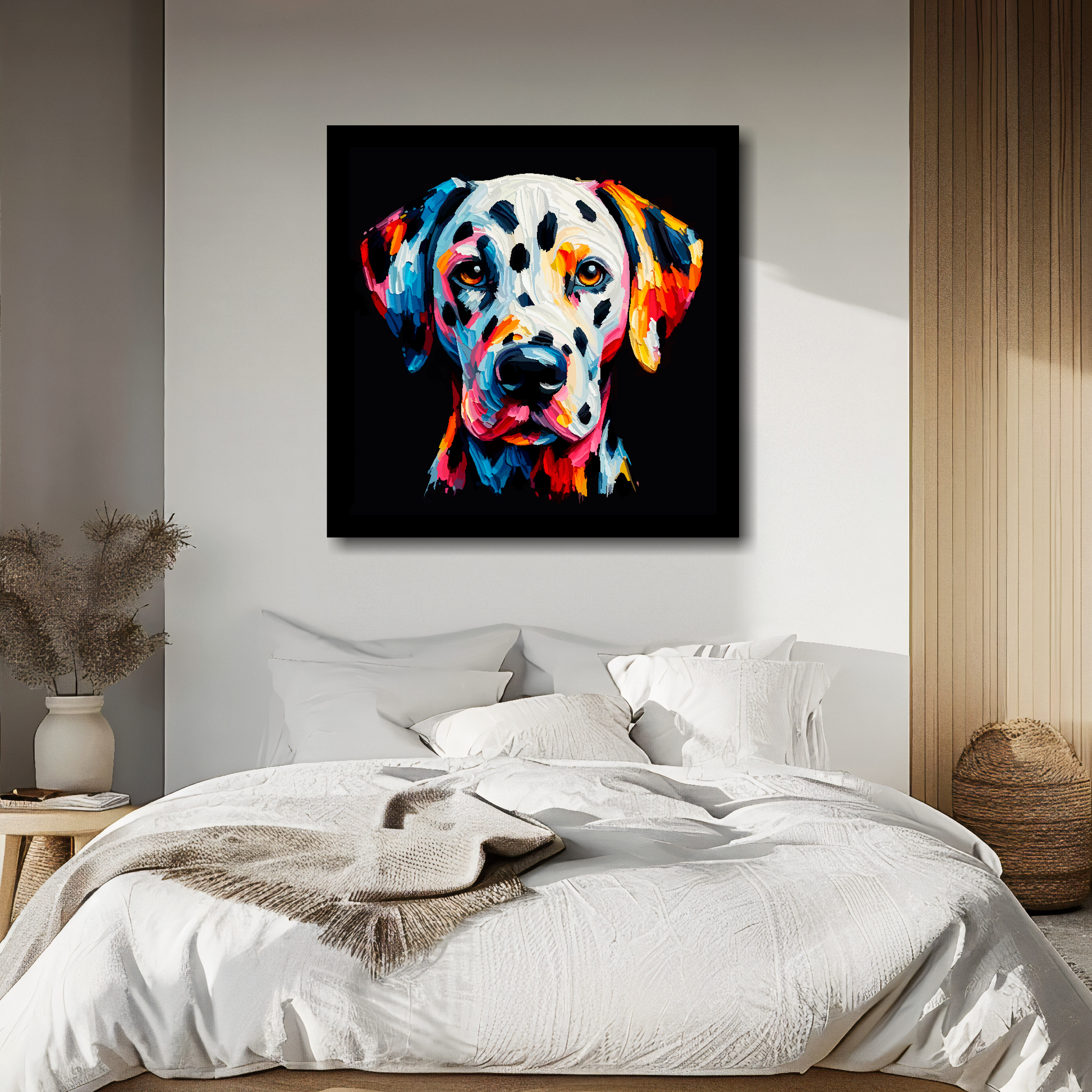 Dalmatian dog canvas - vibrant abstract pet portrait UK made