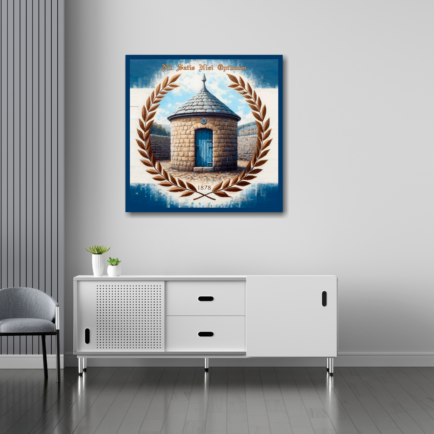 Everton inspired canvas 30x30 inches above sideboard - large colourful UK football art made in Britain