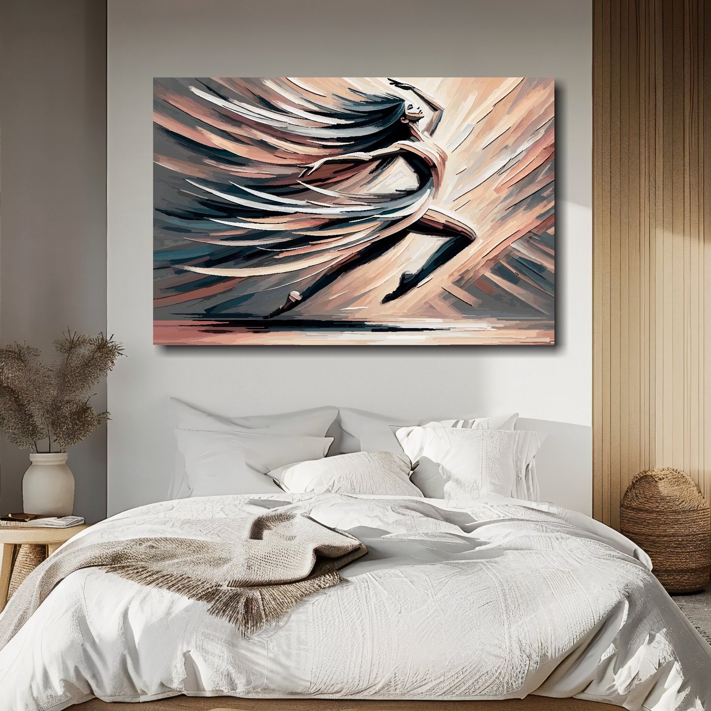 Free to dance canvas above bed - colourful dance wall decor for UK bedrooms