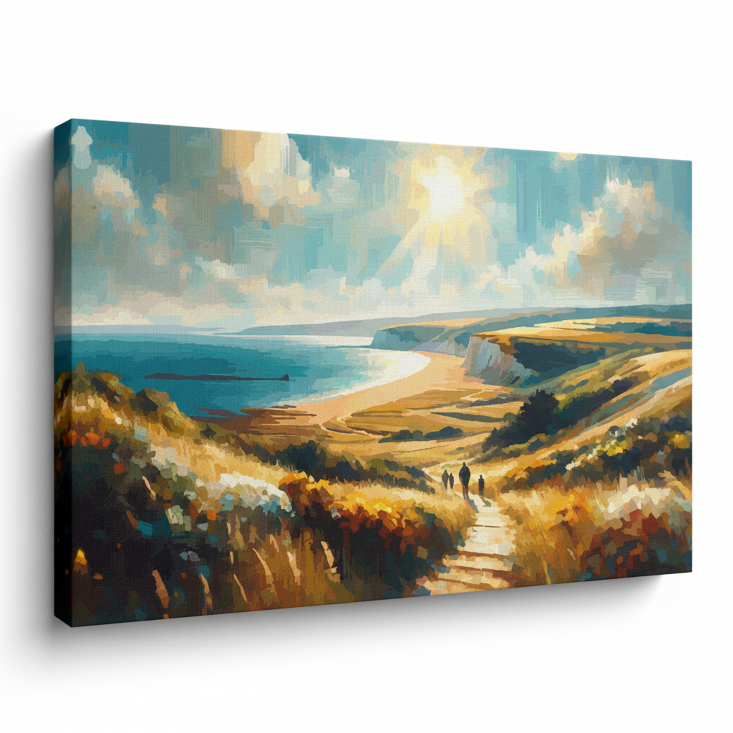 Colourful Hampshire coast landscape canvas print - UK made abstract coastal wall art