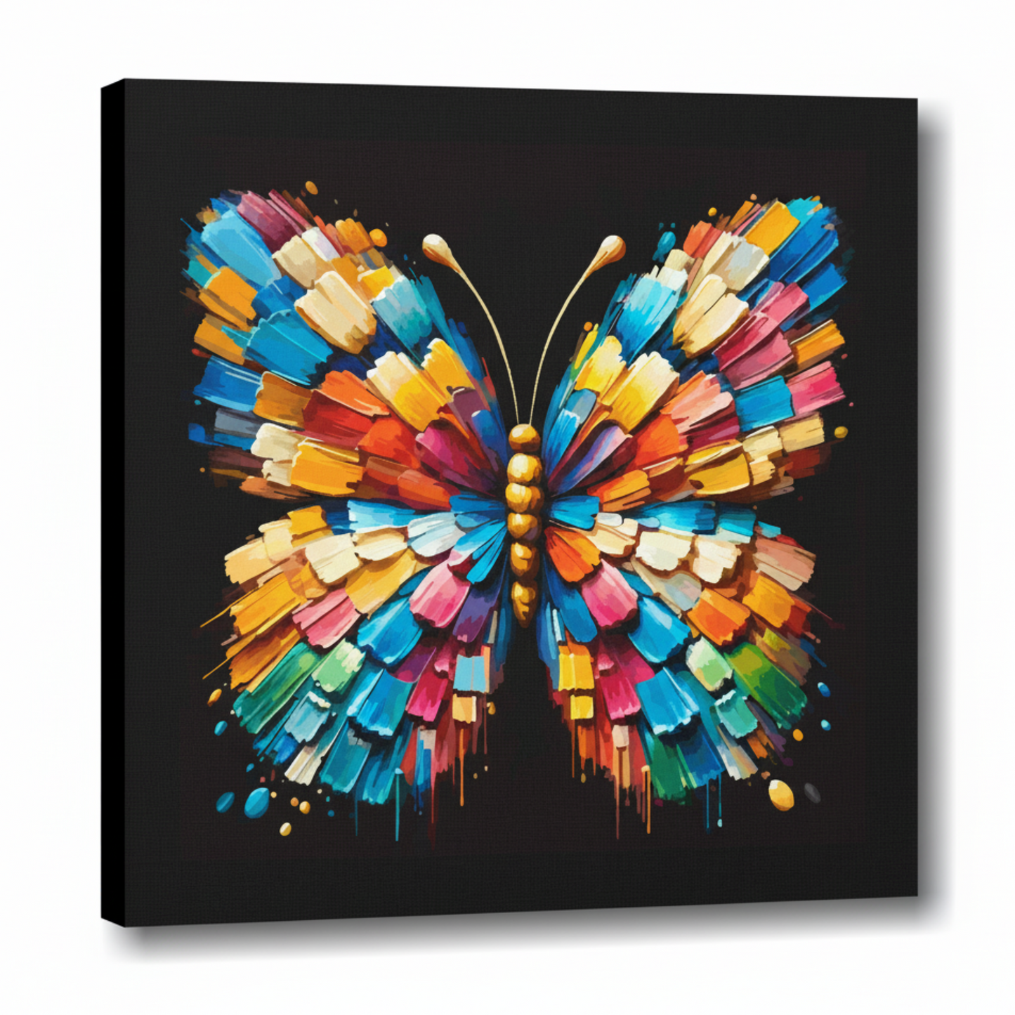 Colourful Butterfly insect portrait canvas print - UK made abstract wildlife wall art black background