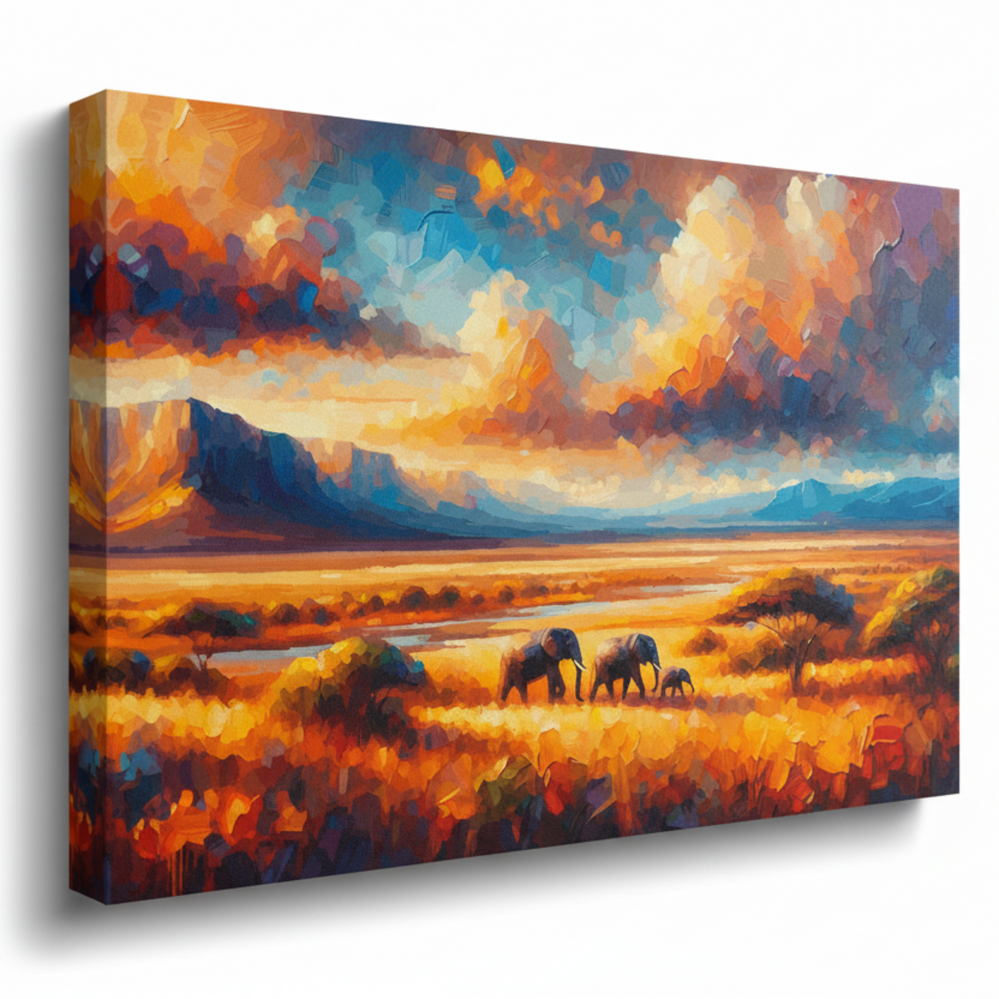 Colourful African plains landscape canvas print - UK made abstract scenic wall art