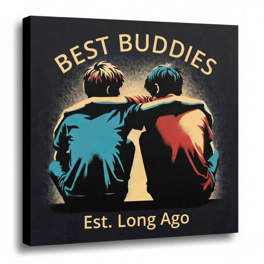 Colourful best buddies fashion canvas print - UK made abstract friendship wall art