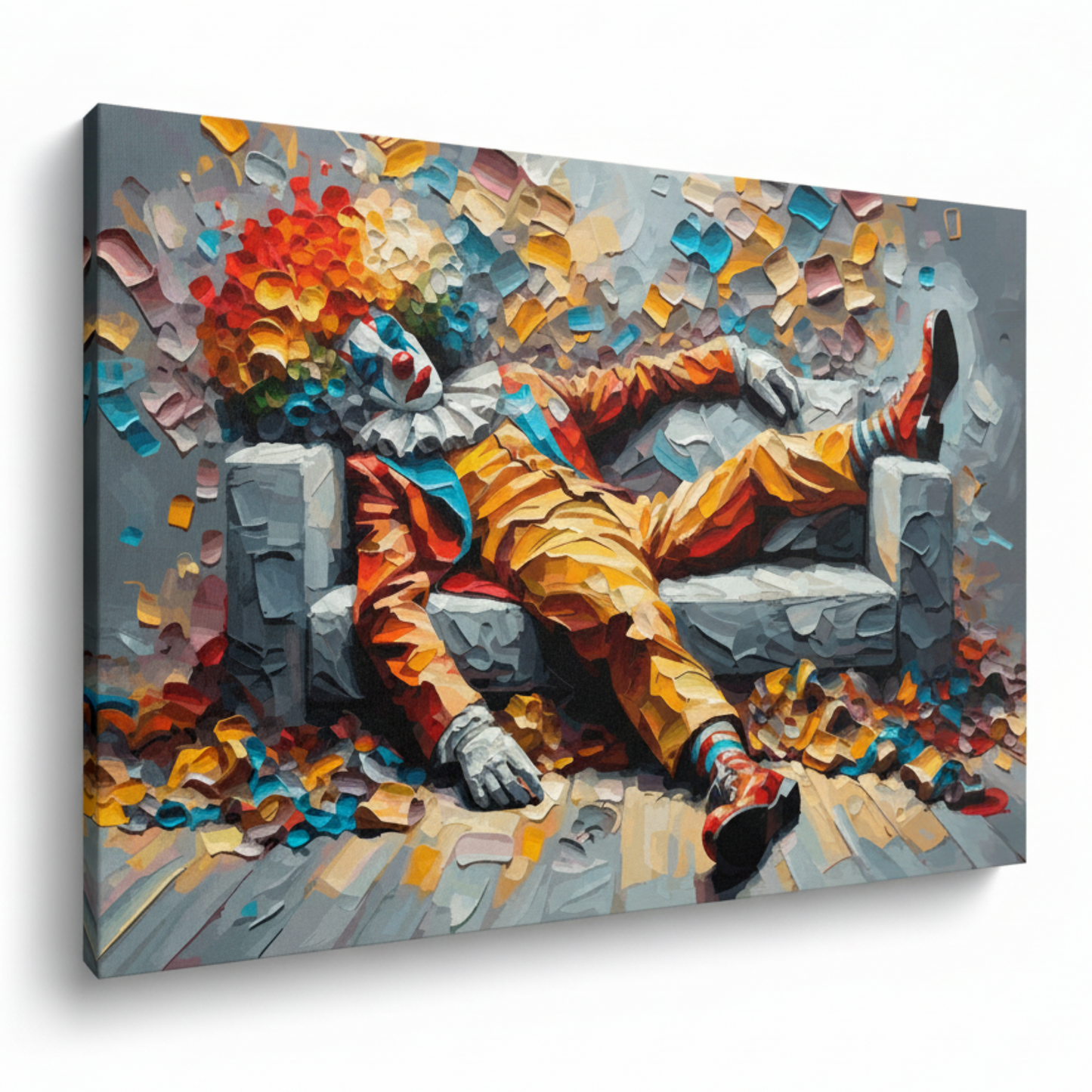 Colourful all clowned out fashion canvas print - UK made abstract style wall art
