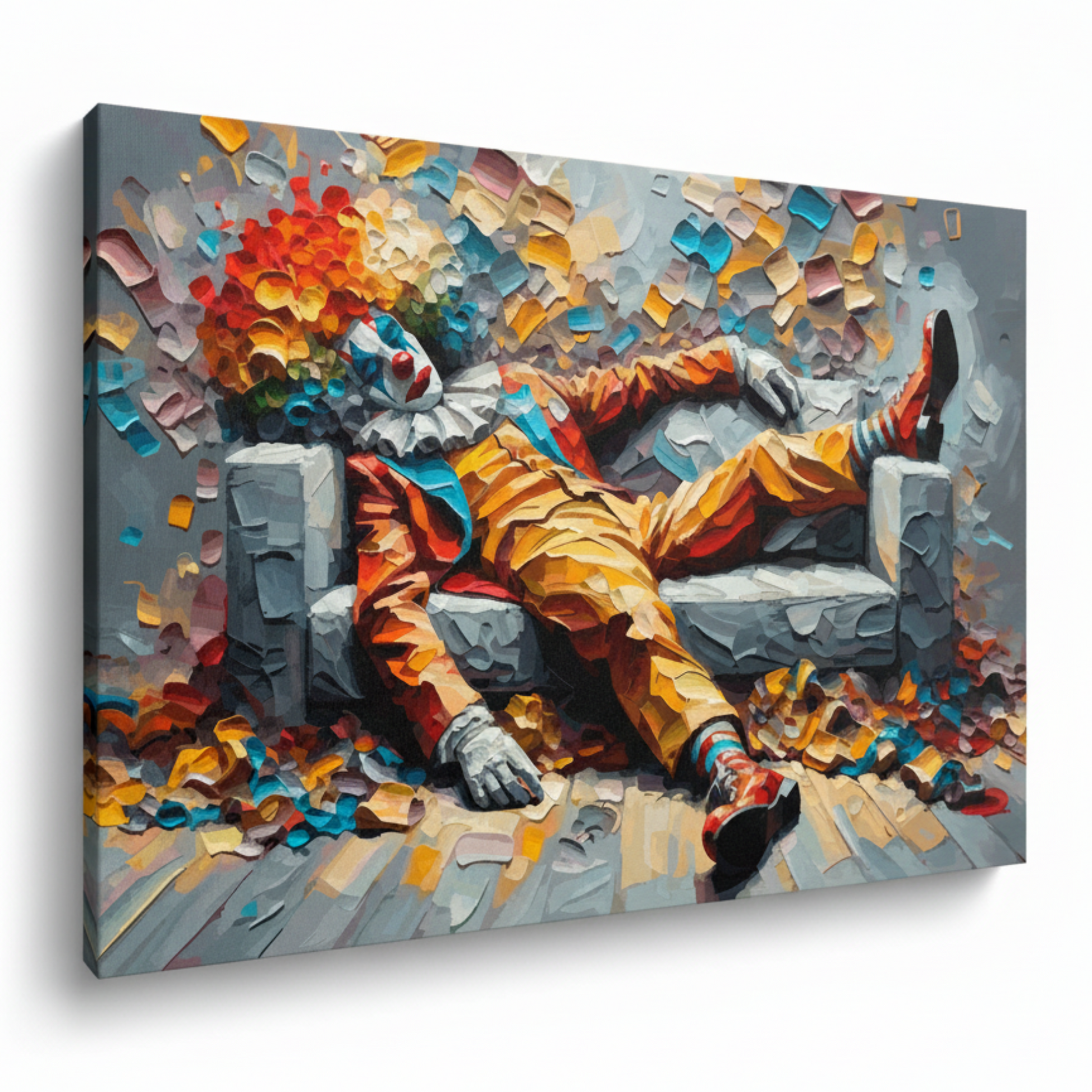 Colourful all clowned out fashion canvas print - UK made abstract style wall art