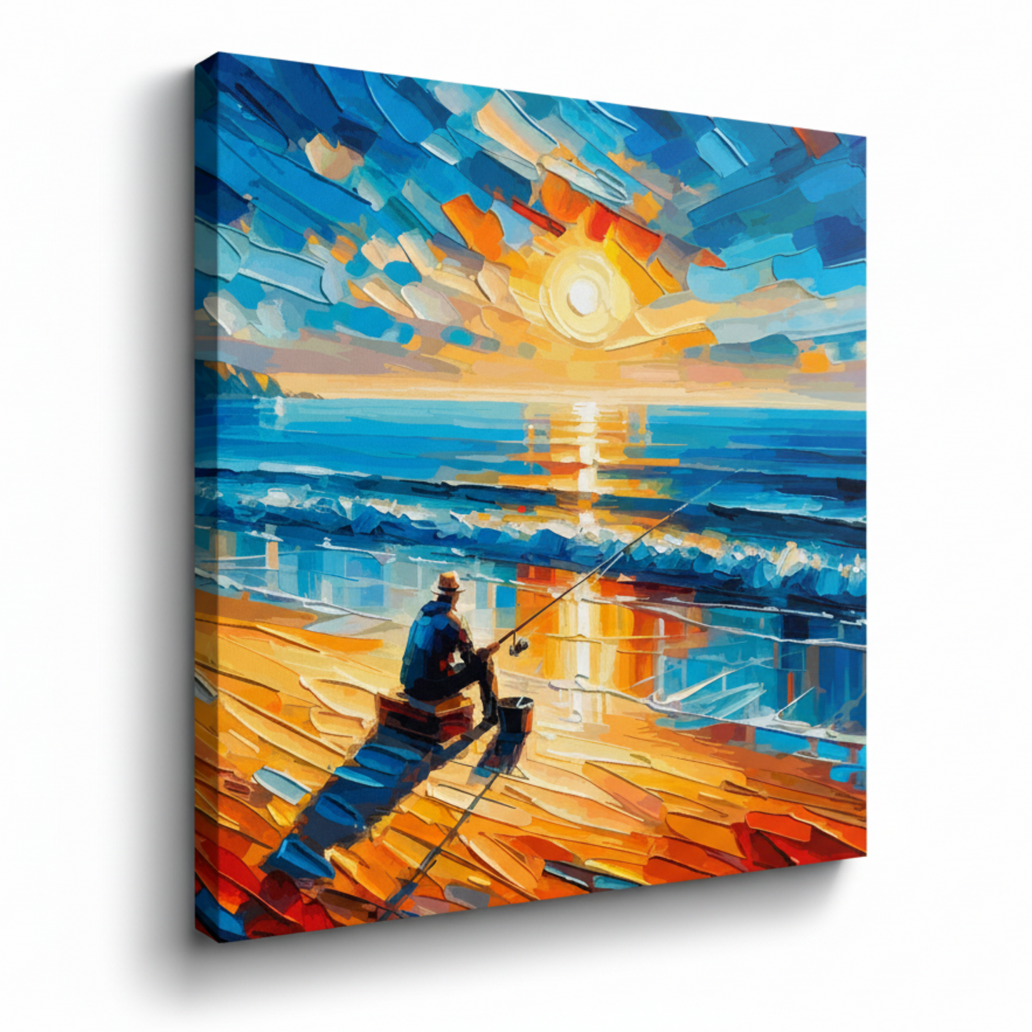 Colourful evenings fishing canvas print - UK made abstract angling wall art