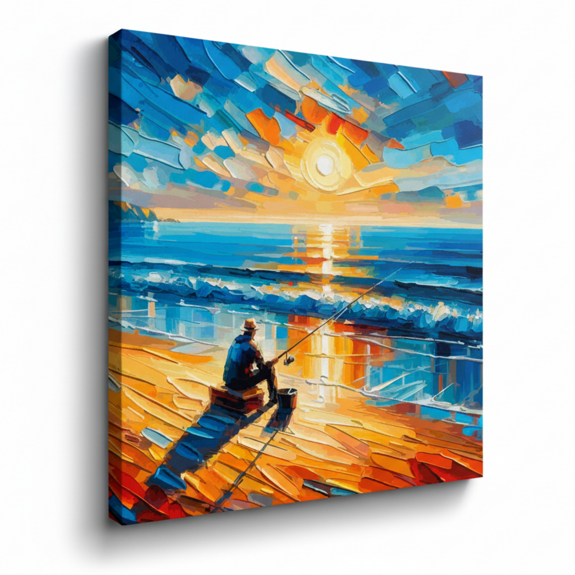 Colourful evenings fishing canvas print - UK made abstract angling wall art