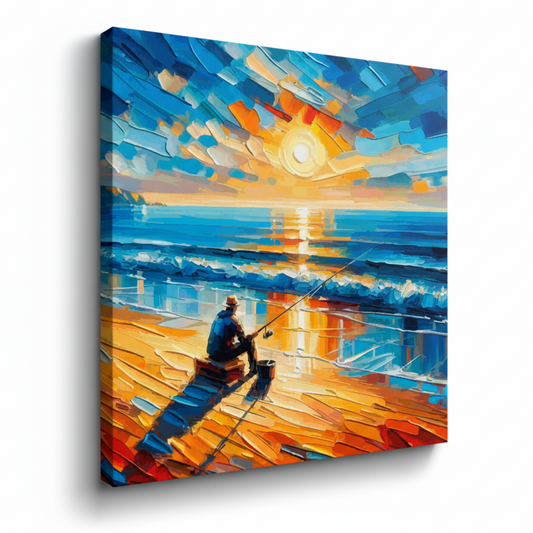Colourful evenings fishing canvas print - UK made abstract angling wall art