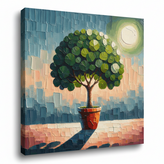 Colourful fig tree canvas print - UK made abstract botanical wall art