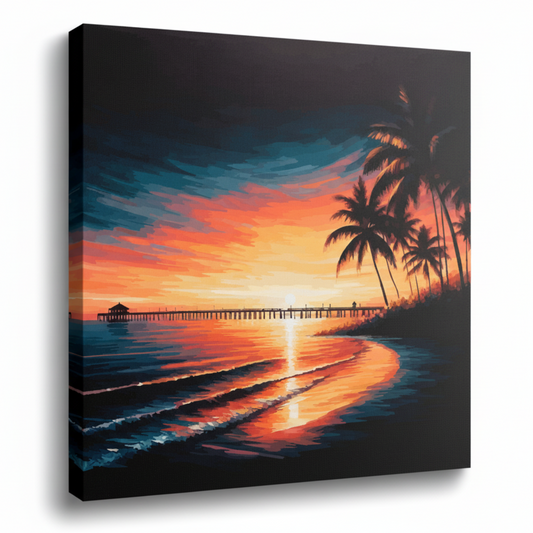 Colourful Florida sunset landscape canvas print - UK made abstract scenic wall art
