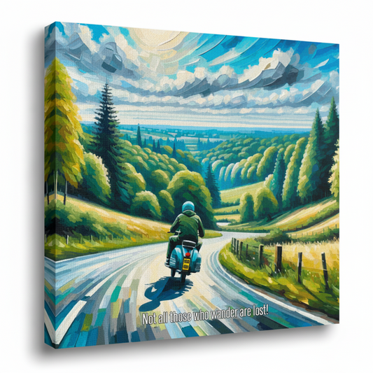 Colourful Lambretta scooter canvas print - UK made abstract retro wall art