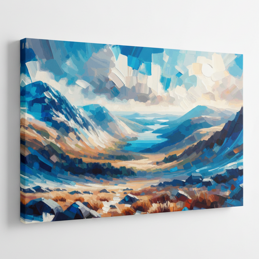 Colourful Snowdonia landscape canvas print - UK made abstract Welsh mountain wall art