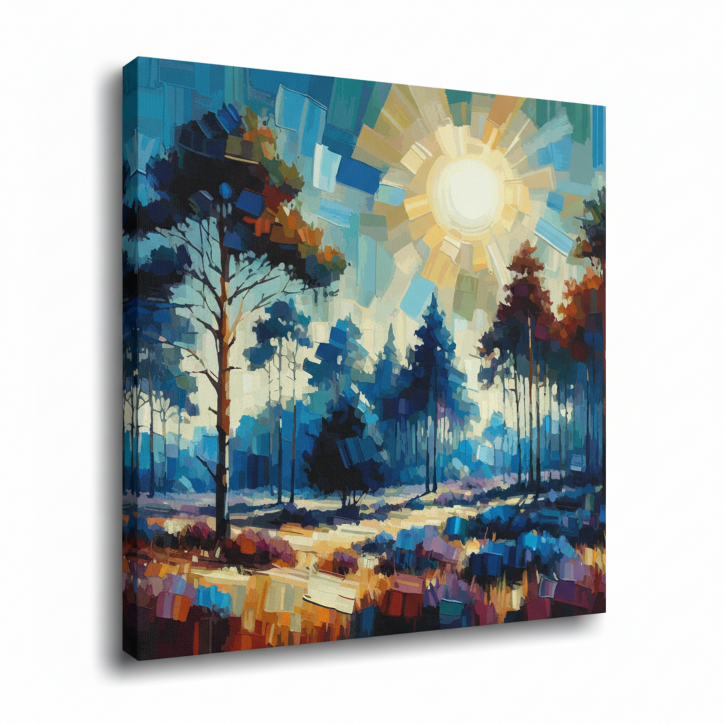 Colourful lavender forest landscape canvas print - UK made abstract scenic wall art