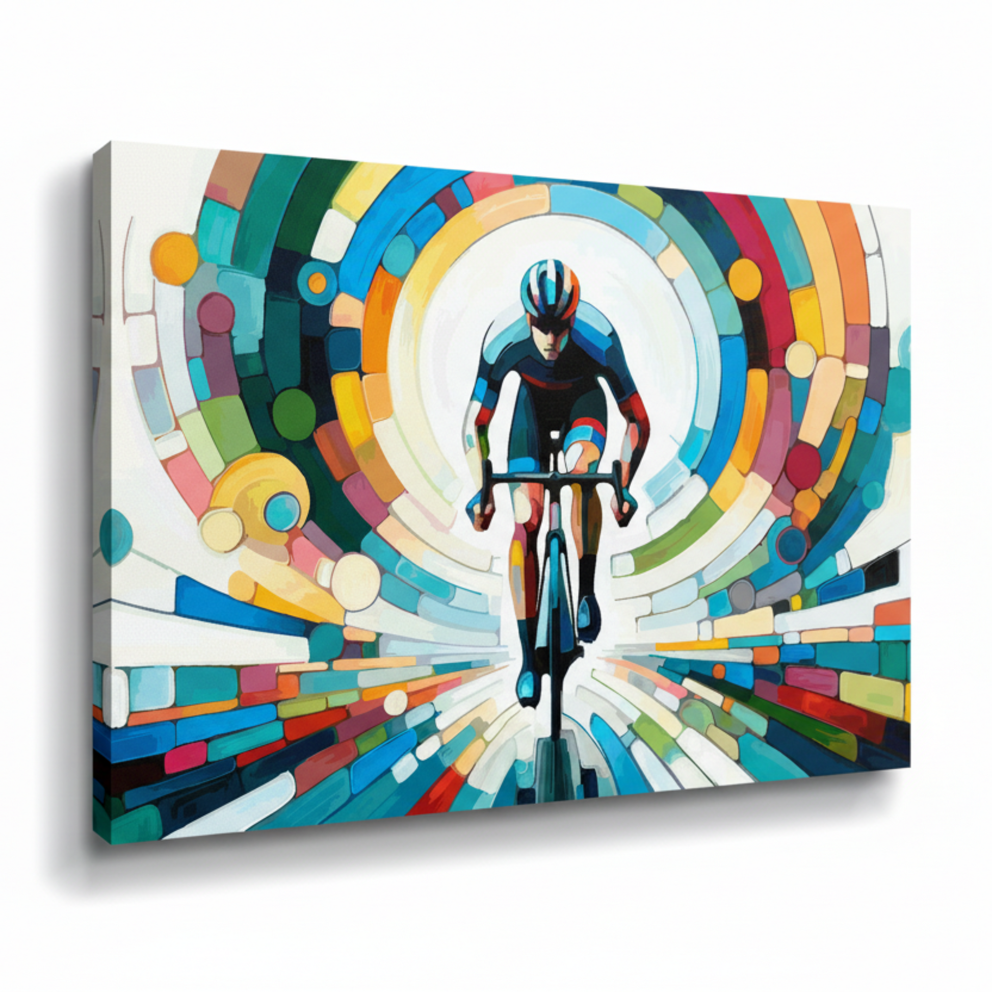 Colourful life is a cycle sports canvas print - UK made abstract cycling wall art