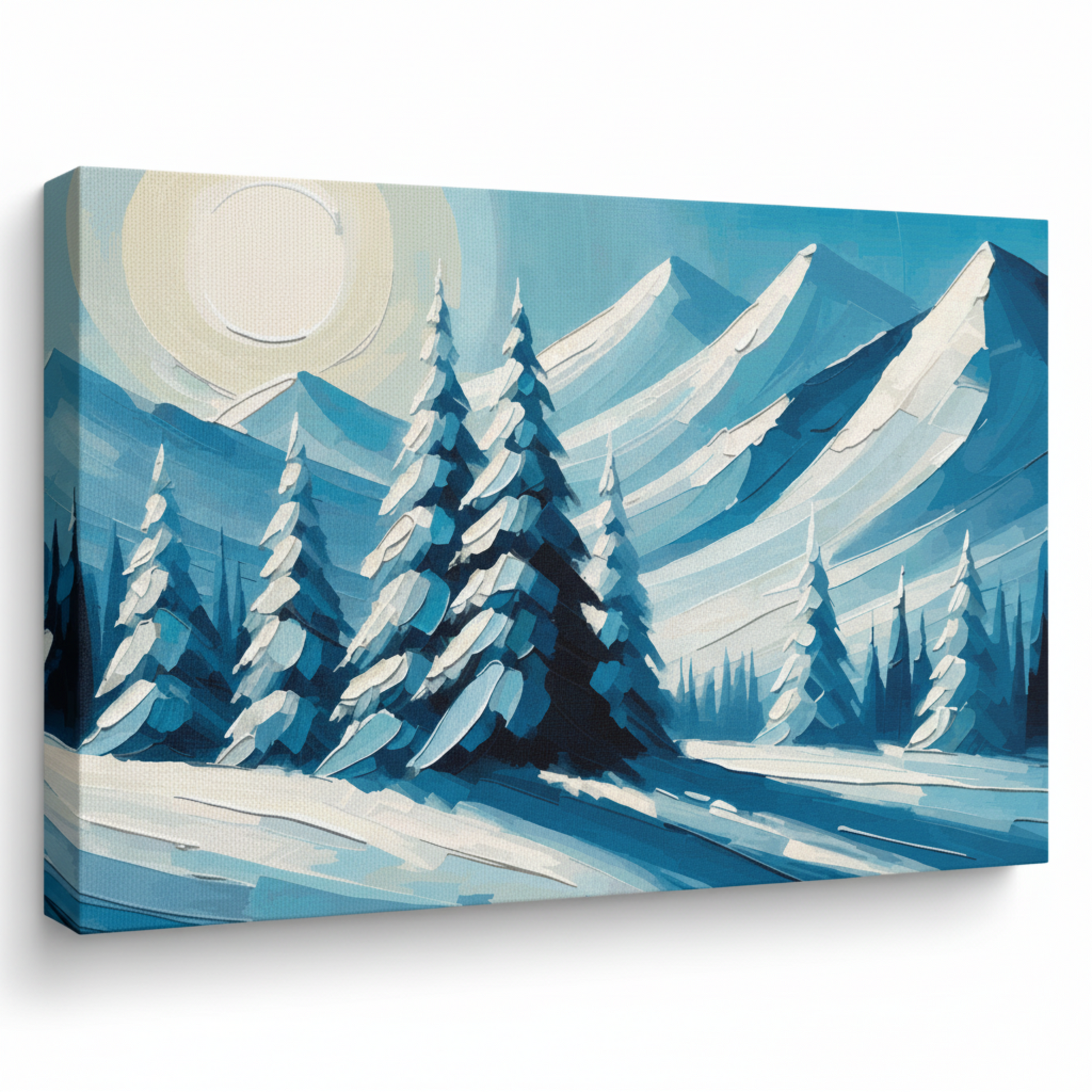 Colourful silent peaks landscape canvas print - UK made abstract mountain wall art