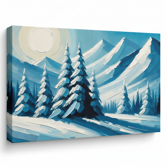 Colourful silent peaks landscape canvas print - UK made abstract mountain wall art