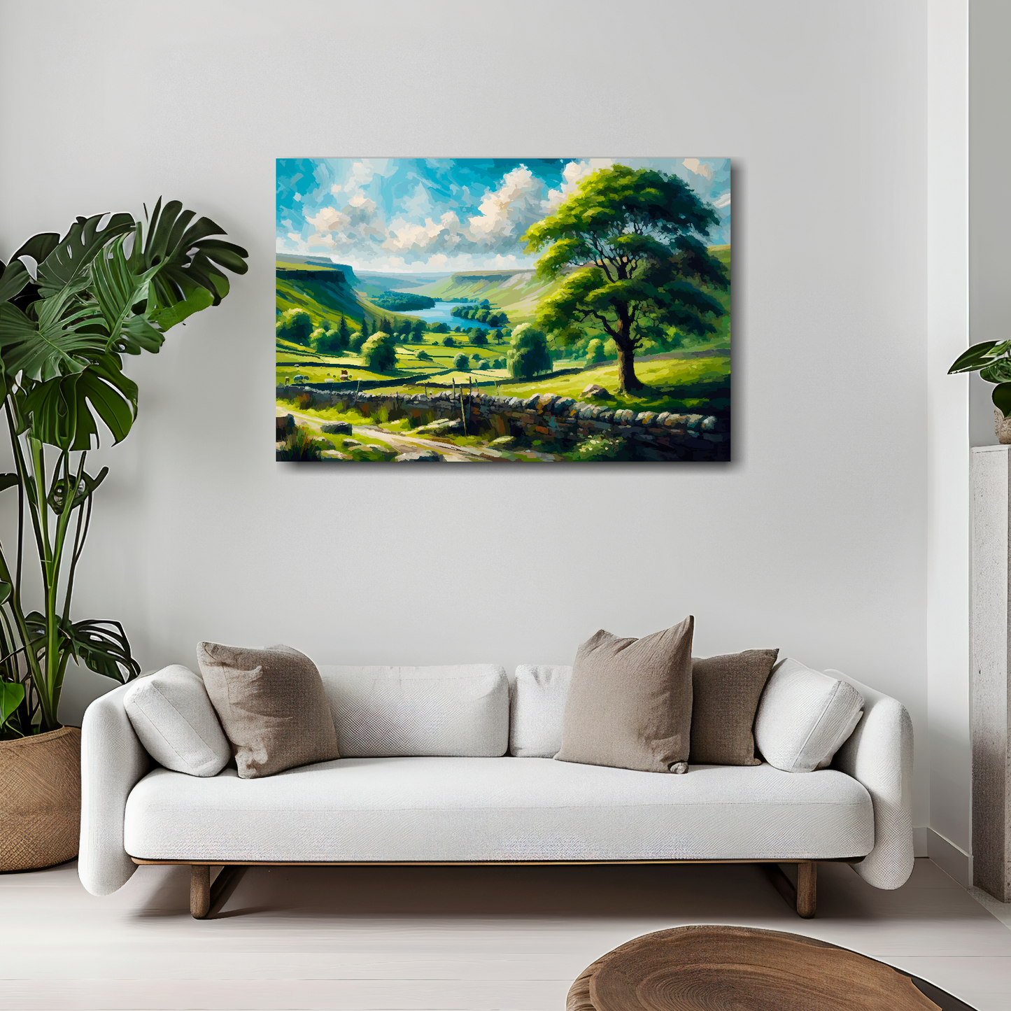 National park canvas 30x20 inches above white sofa - vibrant landscape wall art UK
