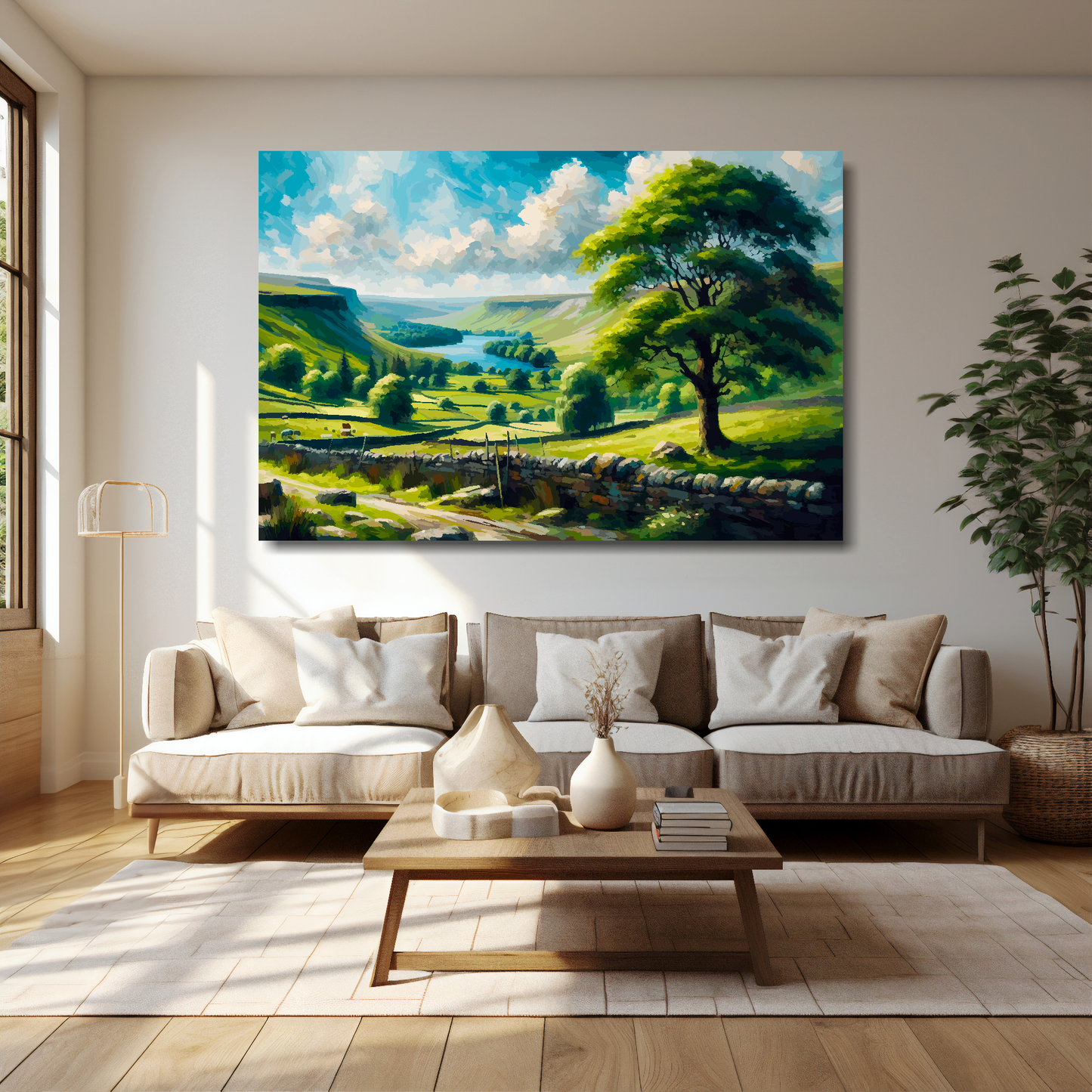 National park canvas 60x40 inches above cream sofa - XL vibrant landscape wall art UK
