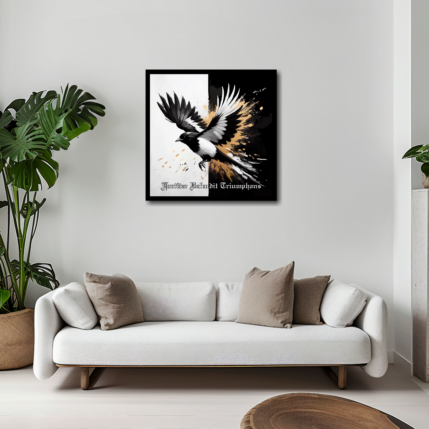 Newcastle United inspired canvas 20x20 inches above white sofa - vibrant UK football wall art
