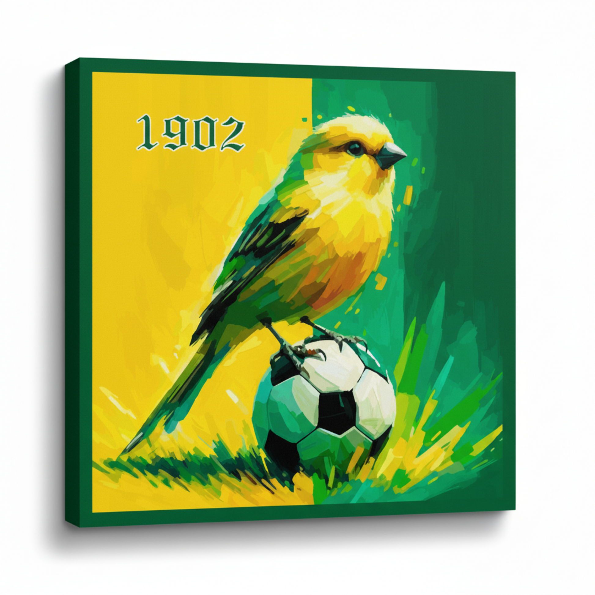 Colourful Norwich City inspired canvas print - UK made abstract football wall art