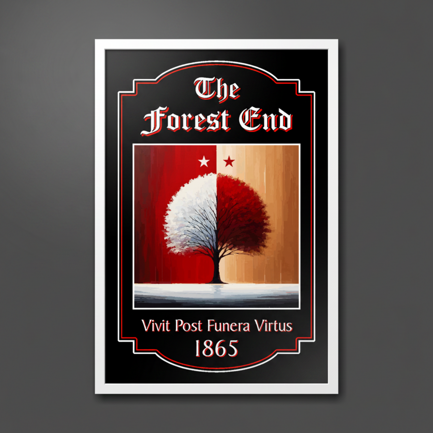 Nottingham Forest FC Pub Sign 'The Forest End' mounted in a large white frame