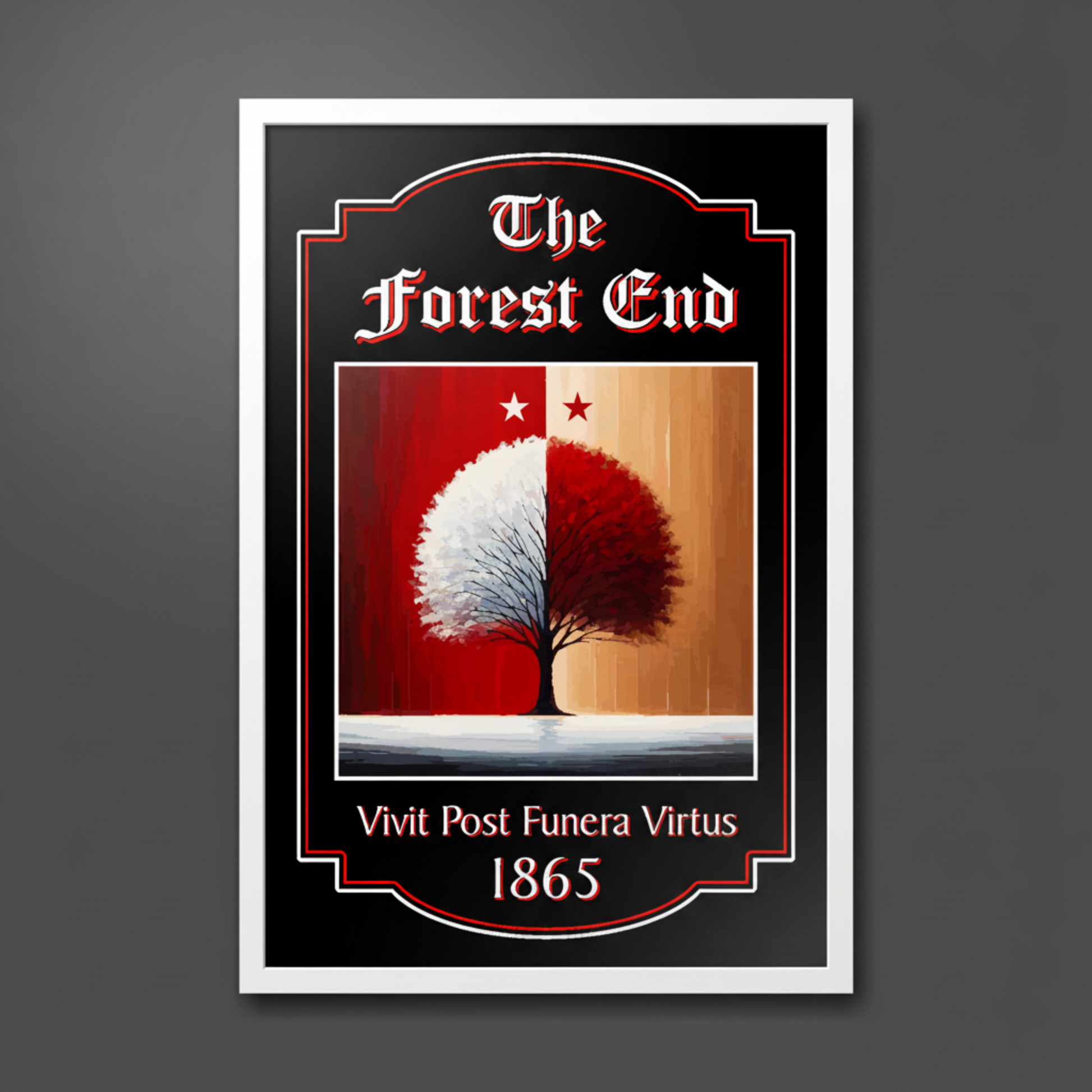 Nottingham Forest FC Pub Sign 'The Forest End' mounted in a large white frame