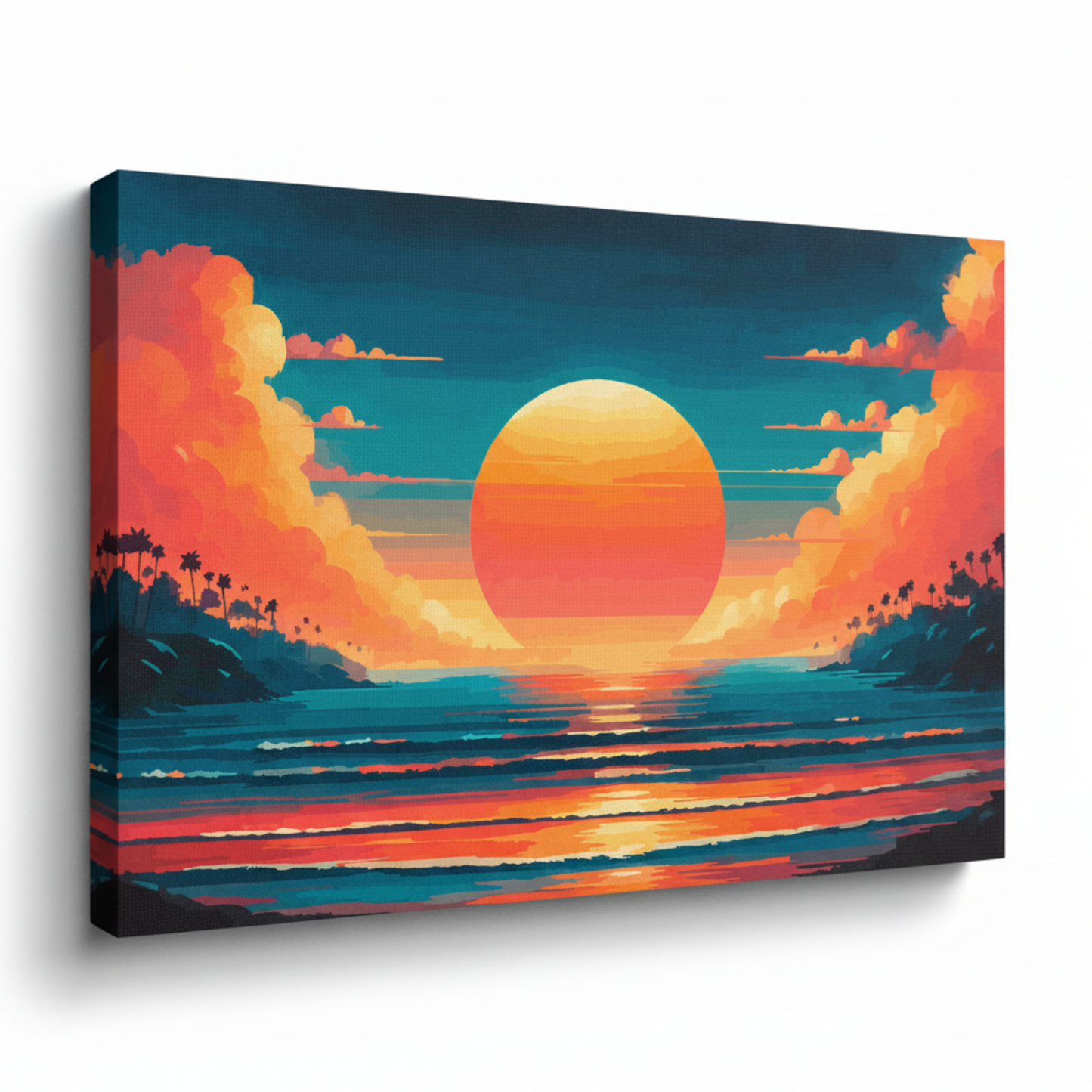 Colourful burnt horizon landscape canvas print - UK made abstract scenic wall art