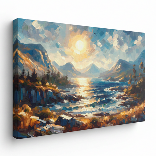 Colourful Scottish Highlands landscape canvas print - UK made abstract Scottish scenery wall art