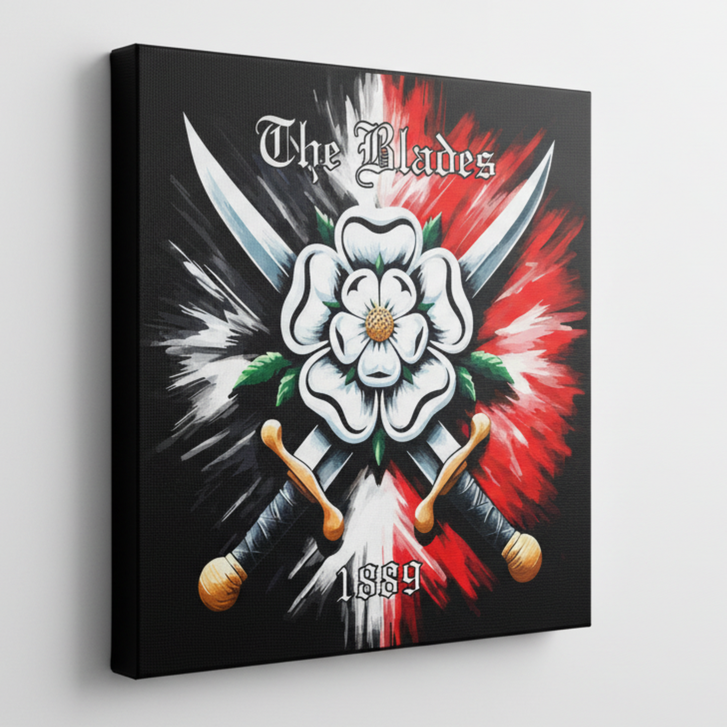 Colourful Sheffield United inspired canvas print - UK made abstract football wall art